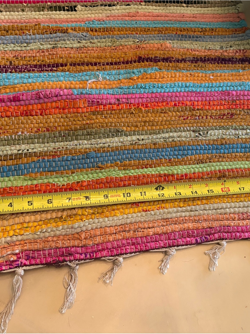Colorful Handmade Rag Rug Runner - Vibrant Multi-Color - Picture 2 of 3